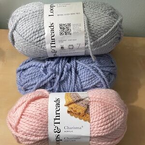 Loops and threads Charisma Yarn Brown and Pink Gray Lavender bundle 4 skeins